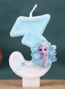 冰雪氛围蓝色创意蜡烛蛋糕摆件