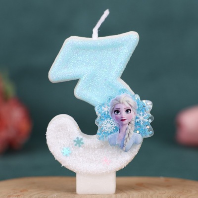 冰雪氛围蓝色创意蜡烛蛋糕摆件