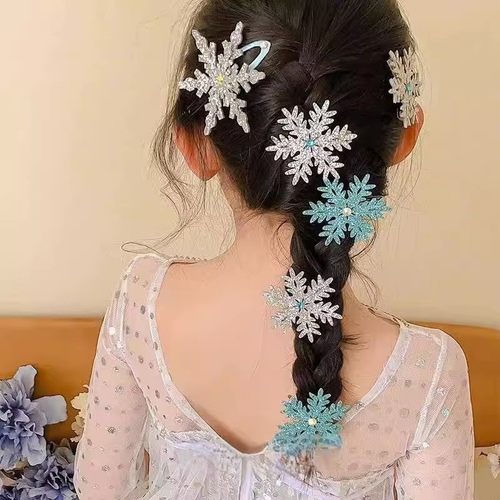 创意卡通水钻雪花冰雪奇缘公主系列儿童发夹布艺全包压夹宝宝发饰