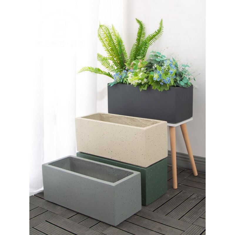 长方形花盆长方形水泥花盆长条镁泥花箱花槽特大号盆景盆北欧风绿