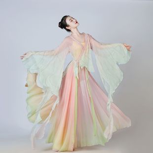 练功服表演服 飘逸女纱衣身韵中国舞裙裤 新款 古典舞蹈服渐变蝴蝶袖