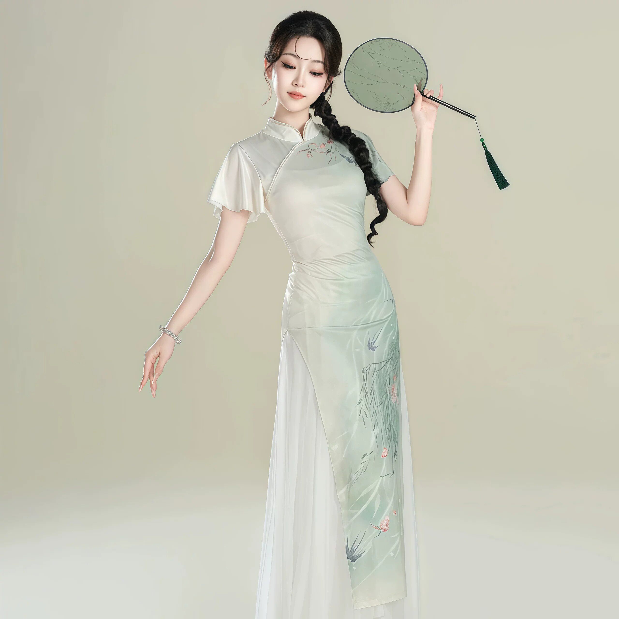 新款古典舞服新中式旗袍印花连衣裙女飘逸身韵练功演出表演服套装