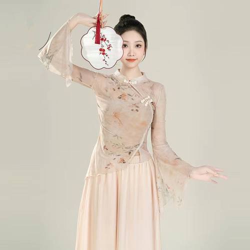 新款仙气渐变烫钻古典舞舞蹈服