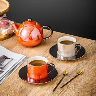 下午茶茶具套装 珠光彩陶瓷高级感轻奢花茶壶家用咖啡杯子英式 泡茶