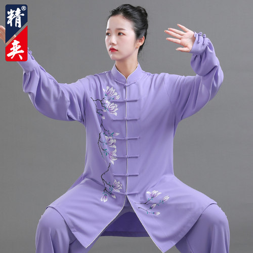 速发新款高端男绘玉兰太八服极段锦太极拳练功服手武术表演服