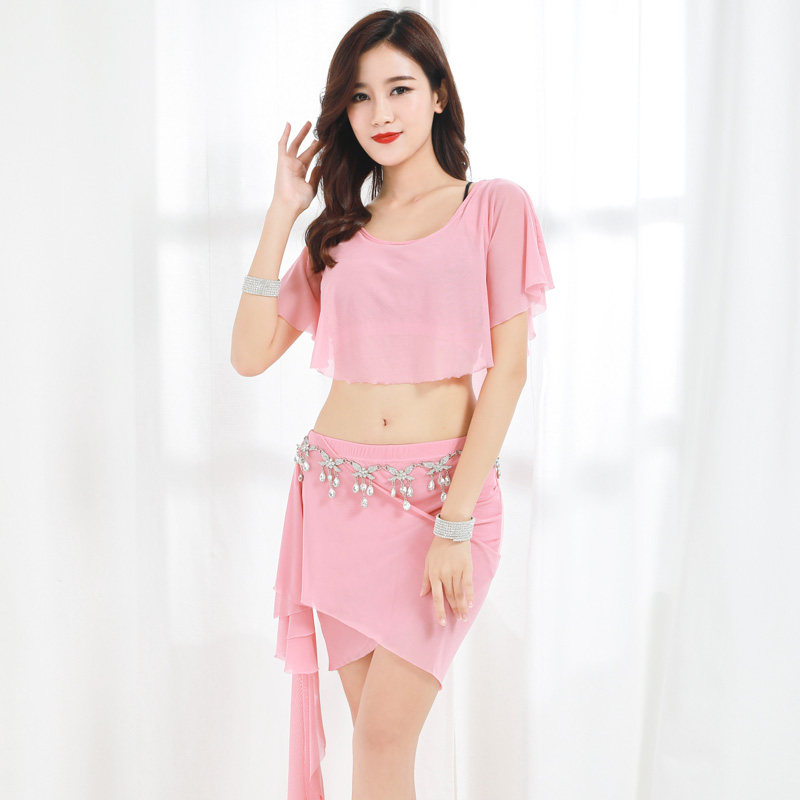 速发舞演肚2022新款套装东方舞蹈服装初学者练功服性感皮出服网纱