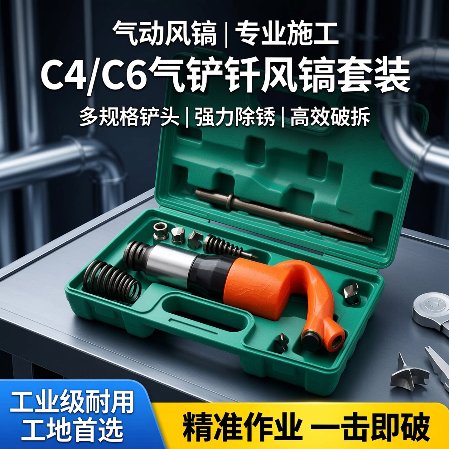 速发气动C4 C6气铲钎风镐头镐钎铲头30mm50mm尖铲扁铲除锈器弹簧