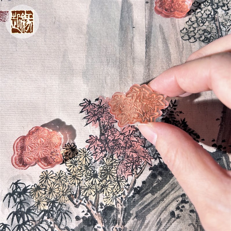速发国画山水印章夹叶点景印章亚克力印画工具教学教具国画学习用