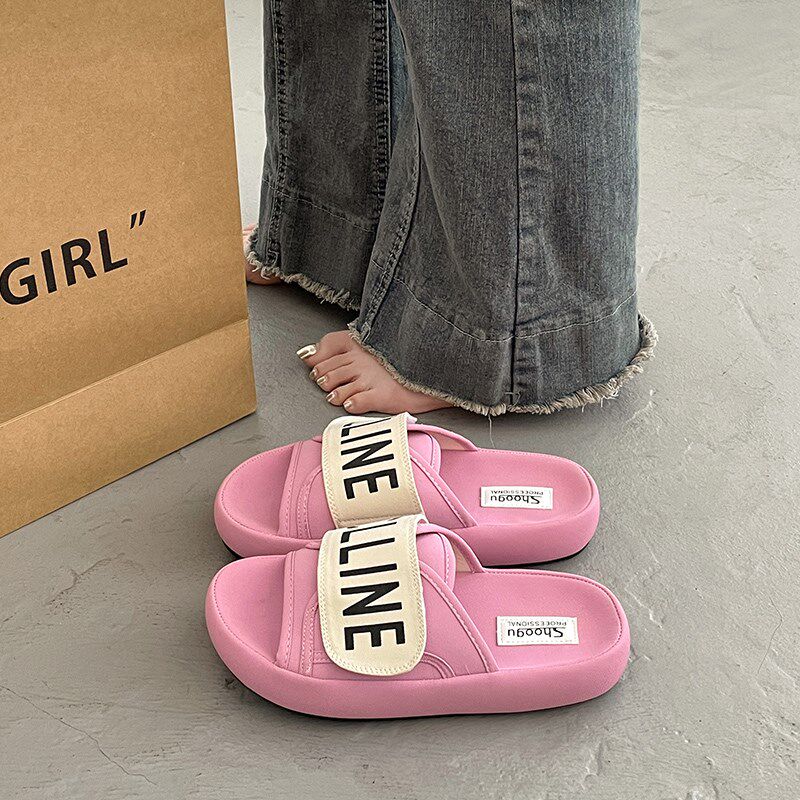 速发超火绝美厚底穿拖鞋夏外凉时拖配裙子2025新款外出法式平底尚