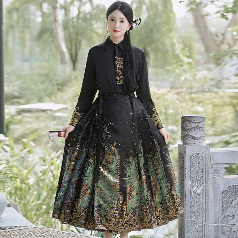 速发国风4面裙装套202马新款日常通勤古风装新中式改良汉服款成人