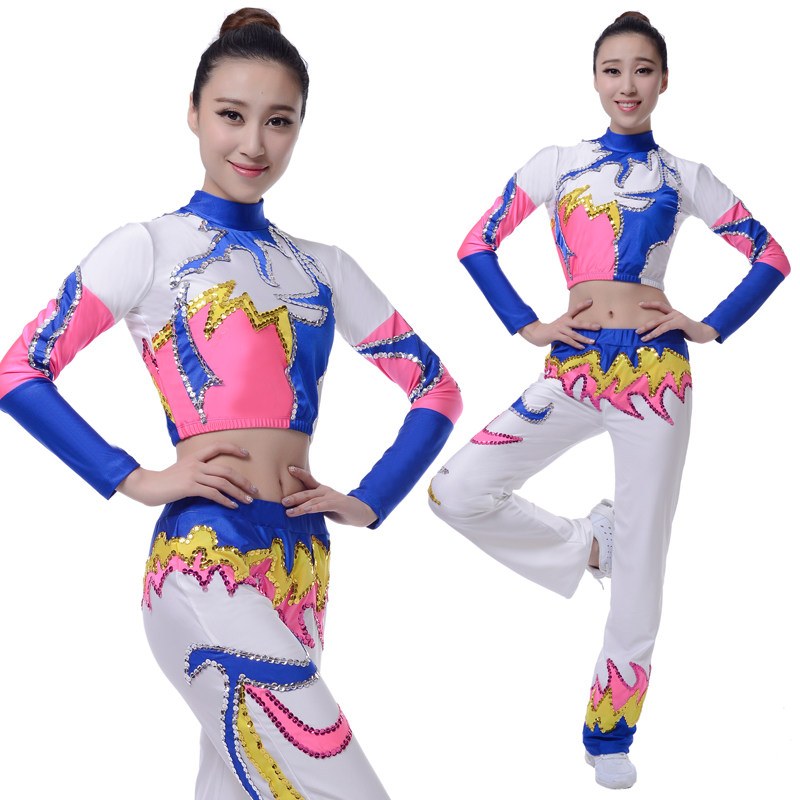 速发新出健美表服装演款操演服装长袖健美体操服舞台装练功服装
