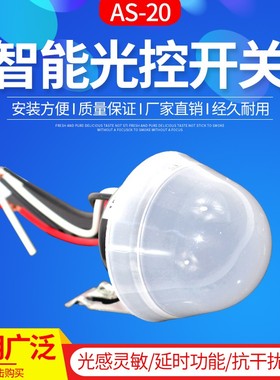 速发光控开关220V应雨AS-20自动晚上亮光光防开关智能路灯感控控