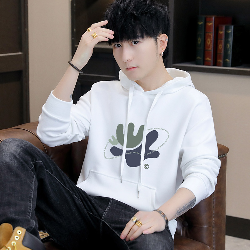 速发青少年连帽卫衣男白休薄带帽外套2024新款爆款高中生闲款生色