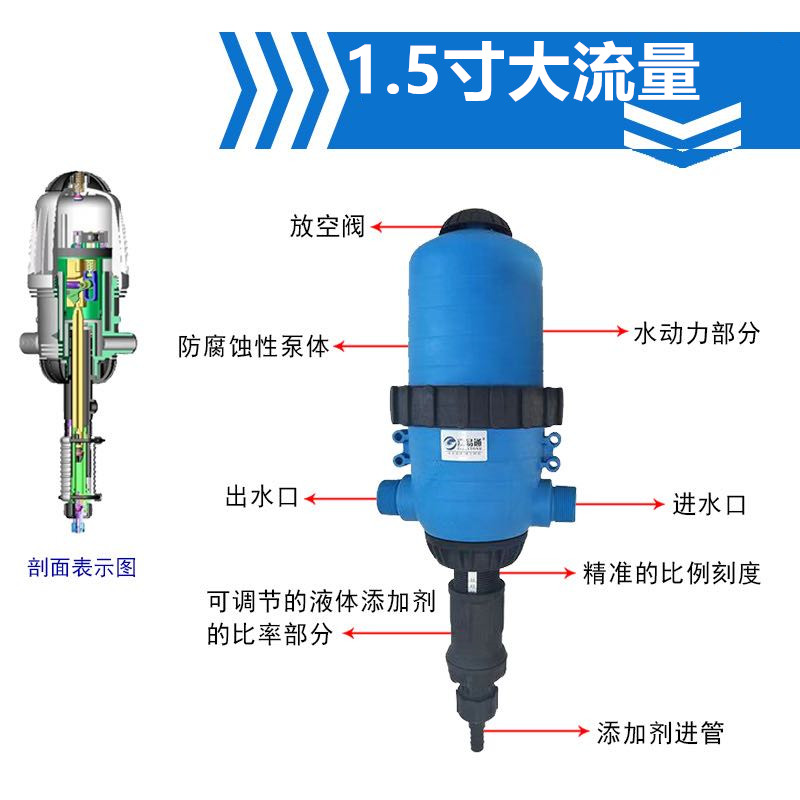 速发1.5寸大口径肥药混合比例自动加药器比例泵药水机加施机