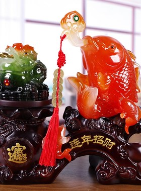 速发房号连年招财鲤鱼件摆家居客厅玄关迁居新大装饰品办公室摆设
