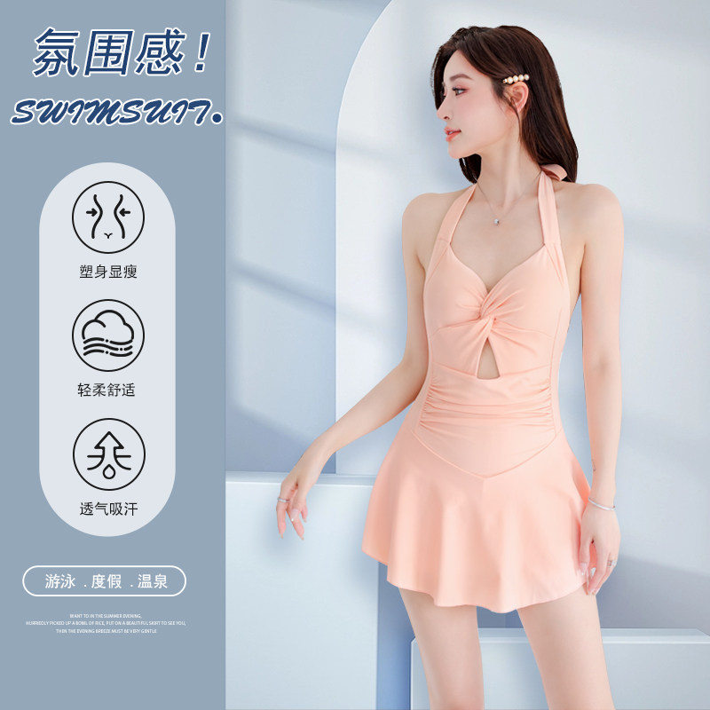 速发2024夏季新挂连身高感露背纯欲风风性级感款颈泳装