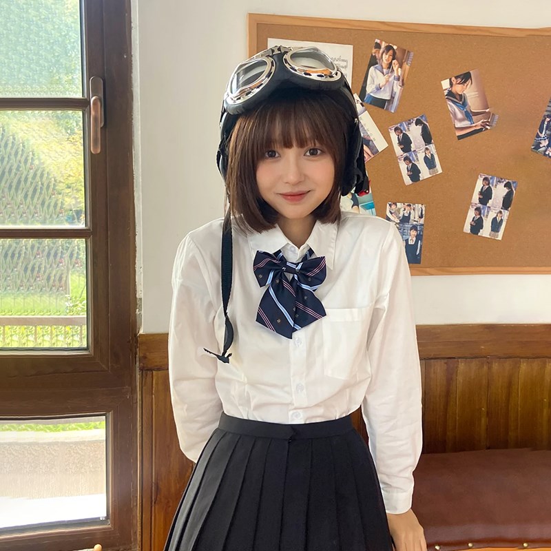 速发JK长袖学生制服白色多衣 上种尺择选码 学院风设计