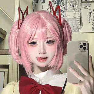 速发假发短发波发头型波用齐刘海假发粉色Lita小圆全头套式