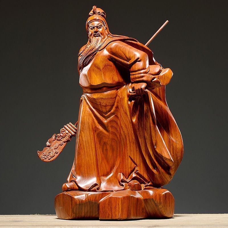 速发关公摆件花梨木雕刻武财神厅羽神像家供用奉店铺客关招财开业
