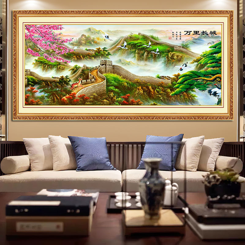 速发里式靠山图办公室水山画客厅挂画新中画背景墙装饰壁画