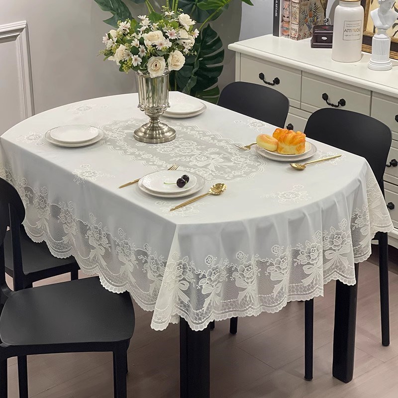 速发桌艺椭圆形餐桌布轻奢高免感级洗防水防油布布茶几垫方桌盖布