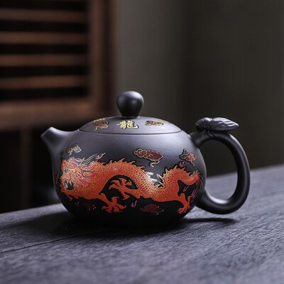 速发龙凤呈祥水开变色泡茶朱紫砂西施凤鸣壶可养原矿壶泥功夫茶具