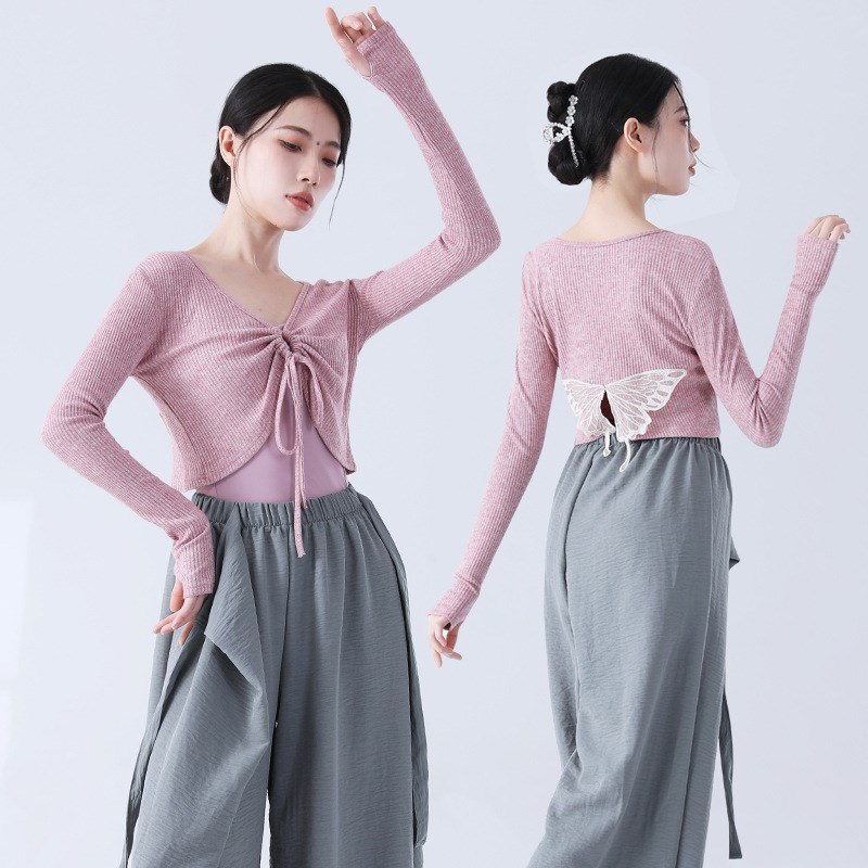 速发舞蹈练毛服装抽绳系衣开衫形体身韵形体功带秋冬跳舞演出服