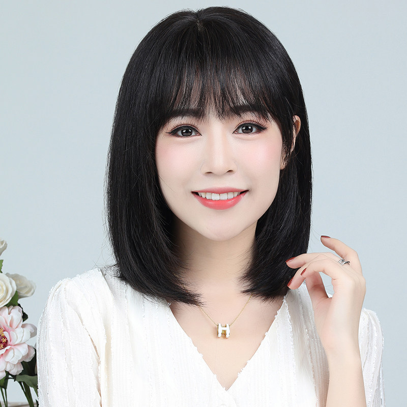 速发假短长发发发真发中长直发空气锁海刘骨发圆脸真人发丝全头套