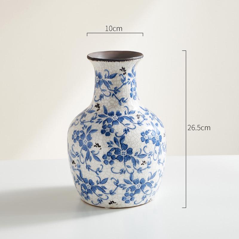 速发水新青花瓷摆件复古陶瓷客厅大饰品器花玄关装插花中式花瓶绿