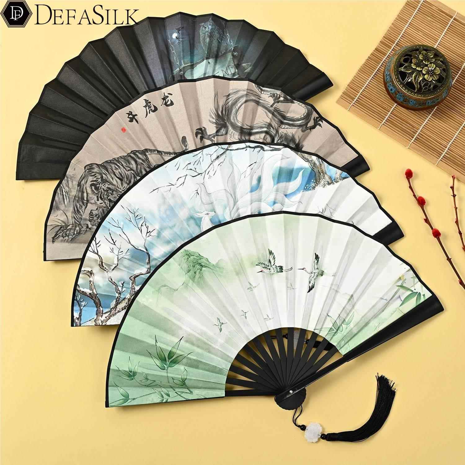 速发汉服寸子男苏国风8扇塑料扇流童吊坠国潮折扇儿童绢布古风撕