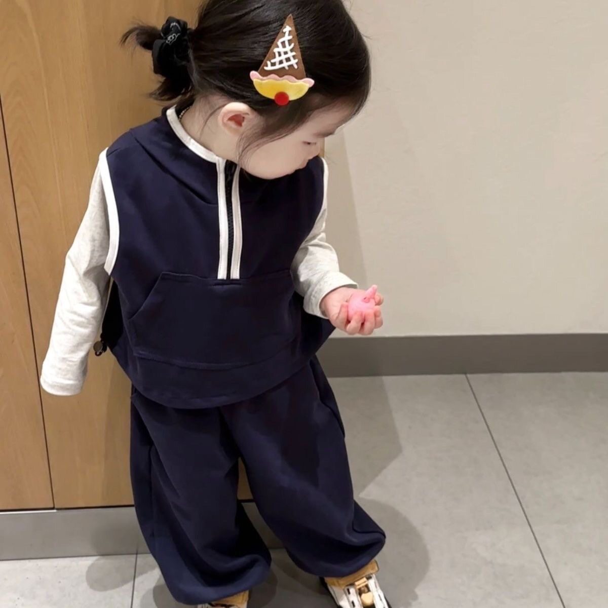 韩范童装女童卫衣套装2026春秋宝宝休闲连帽马甲外套男童运动卫裤