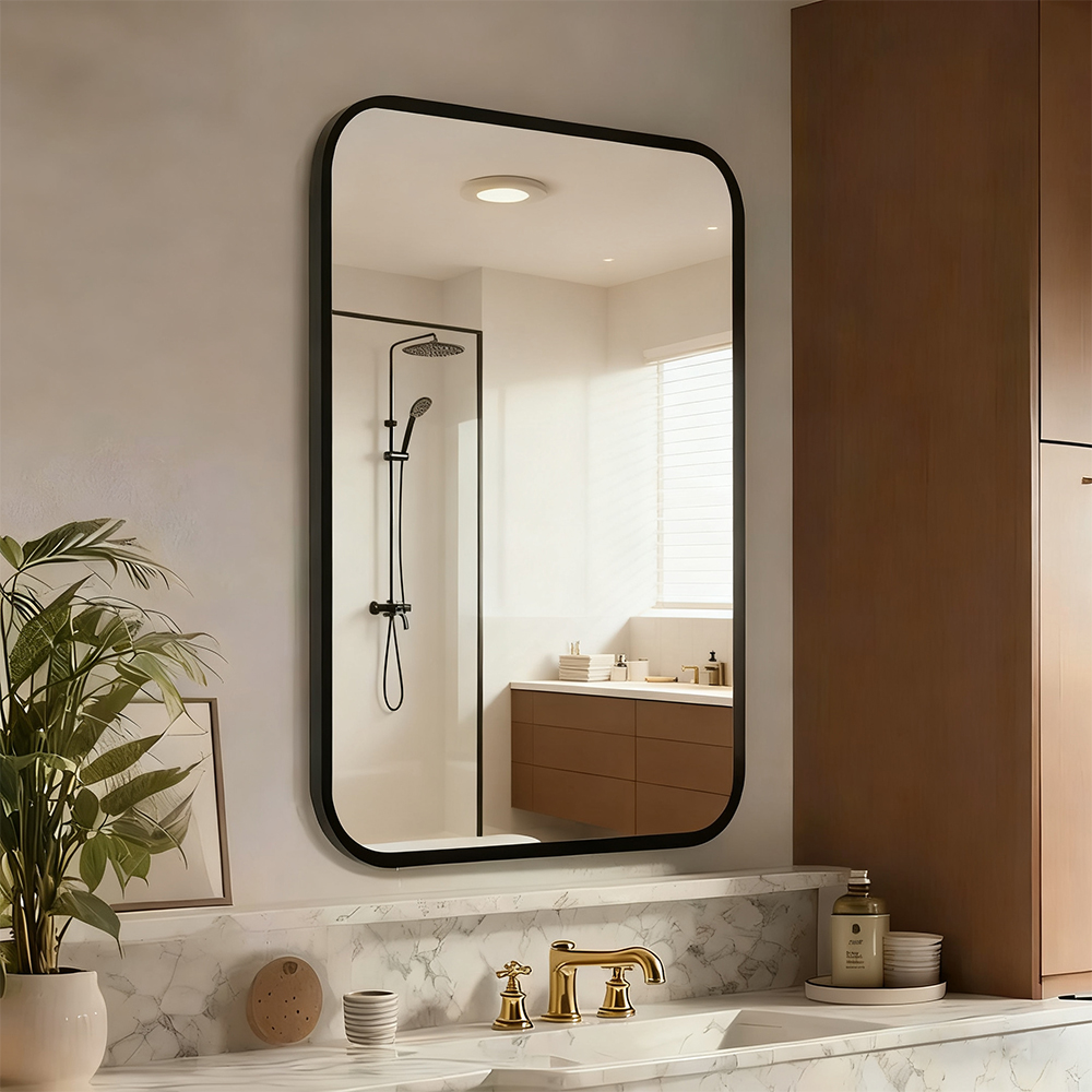 浴室镜子贴墙自粘卫生间洗手盆挂墙洗漱镜厕所洗脸台免打孔化妆镜