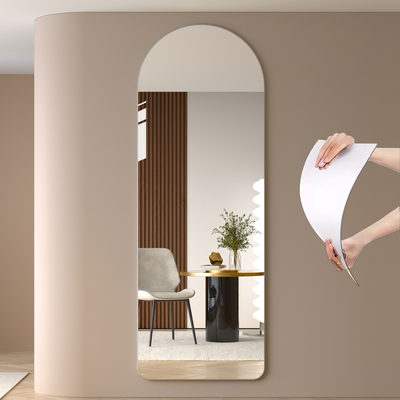 拱形软镜子全身穿衣镜贴墙自粘亚克力家用高清墙面粘贴卧室试衣镜