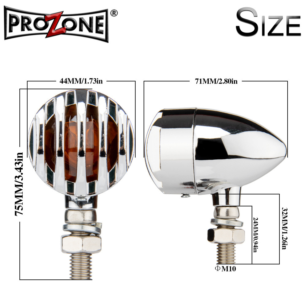 PROZONE 跨境哈雷复古摩托车配件 阑珊格栅栏栅金属转向灯 银 汽车零部件/养护/美容/维保 边灯 原图主图