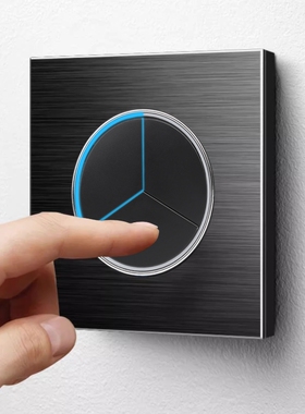 黑色铝板大光圈英式LED任意点开关欧标插座多三孔带开关外贸插座