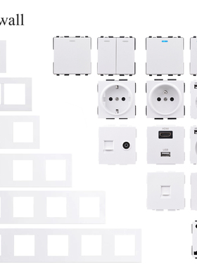COSWALL 白色PC面板欧标德插法美意插13A三孔USB强电墙壁插座DIY