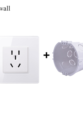 圆盒专用钢化玻璃10A五孔插座 86型家用墙壁插座暗装五孔