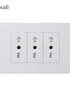 118型PC面板三意式插座 16A意大利插座智利三孔墙壁插座 白色黑色