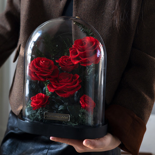 轻奢小众永生花红玫瑰高级感真花束摆件实用型送闺蜜生日结婚礼物