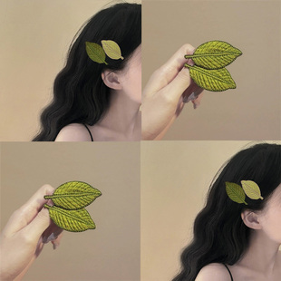 2025新款森系ins树叶发夹女设计感碎发刘海夹边夹侧边夹发卡发饰