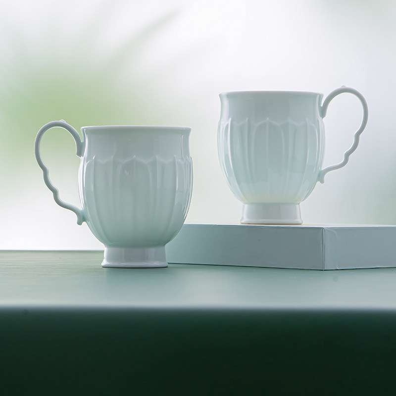 龙珠阁景德镇陶瓷马克杯办公室家用高颜值影青瓷水杯新年新婚礼物