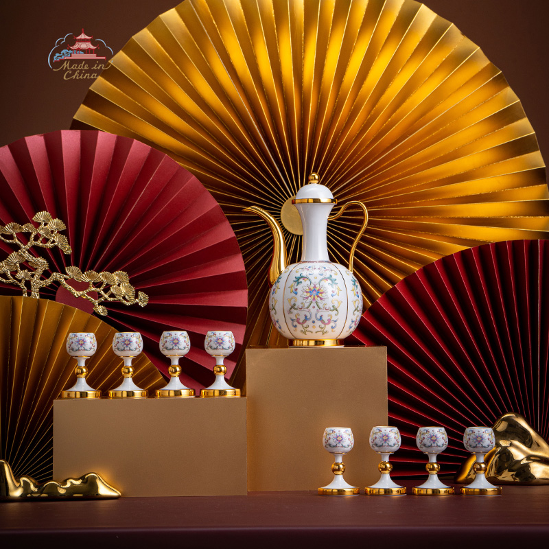 龙珠阁国瓷景德镇陶瓷酒具套装