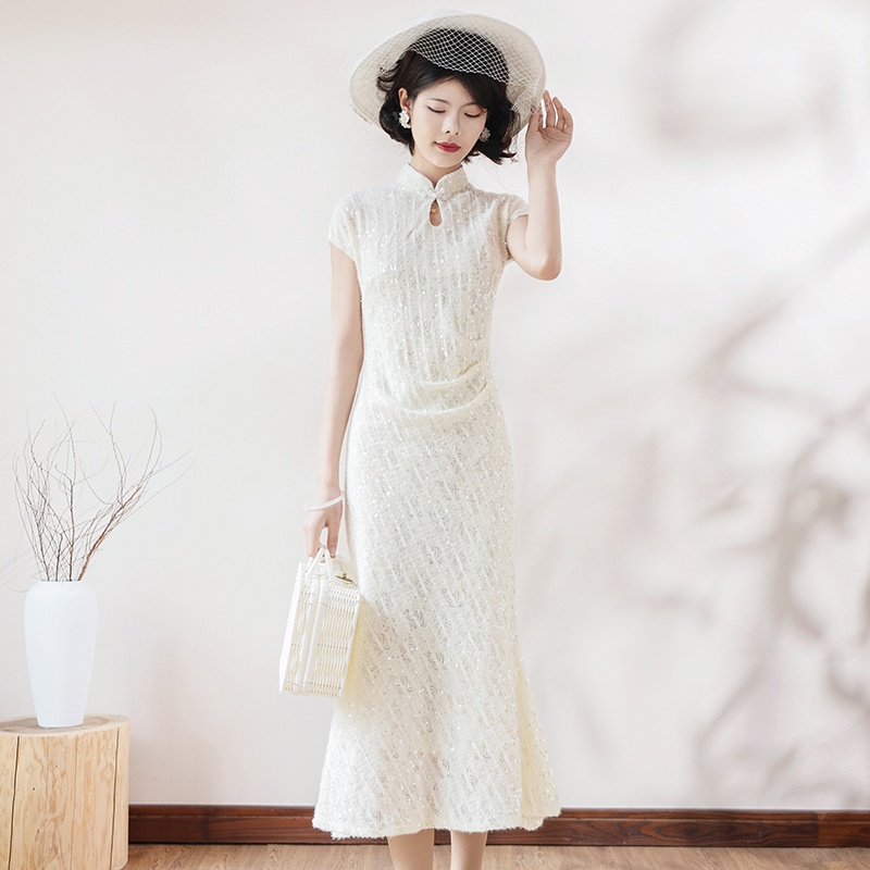 挽苏亮片高端大气上档次日常旗袍