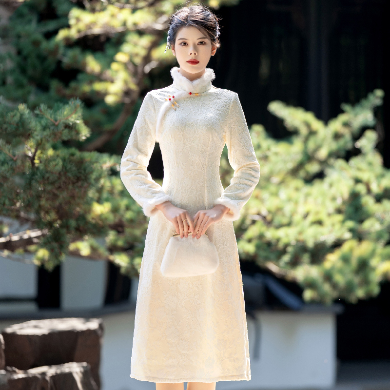 挽苏新中式旗袍2025新款改良年轻款少女气质加厚国风小个子连衣裙