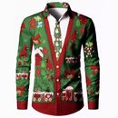 shirt男士 cardigan 休闲圣诞数码 印花开衫 Christmas 衬衫 printed