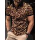 print short Leopard sleeved lapel shirt豹纹印花短袖 翻领T恤