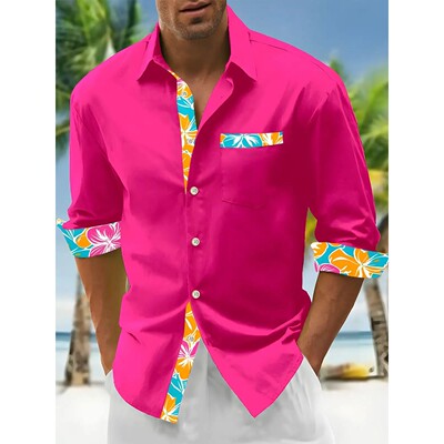 宽松3D印花时尚长袖衬衫男