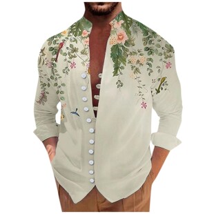 long breasted sleeved top男士 上衣 Standing 立领排扣长袖 neck