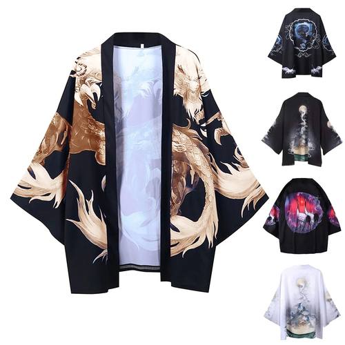 男士印花和服披风道袍开衫