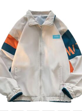 Contrast casual jacket jacket jacket男士翻领拼色休闲夹克外套